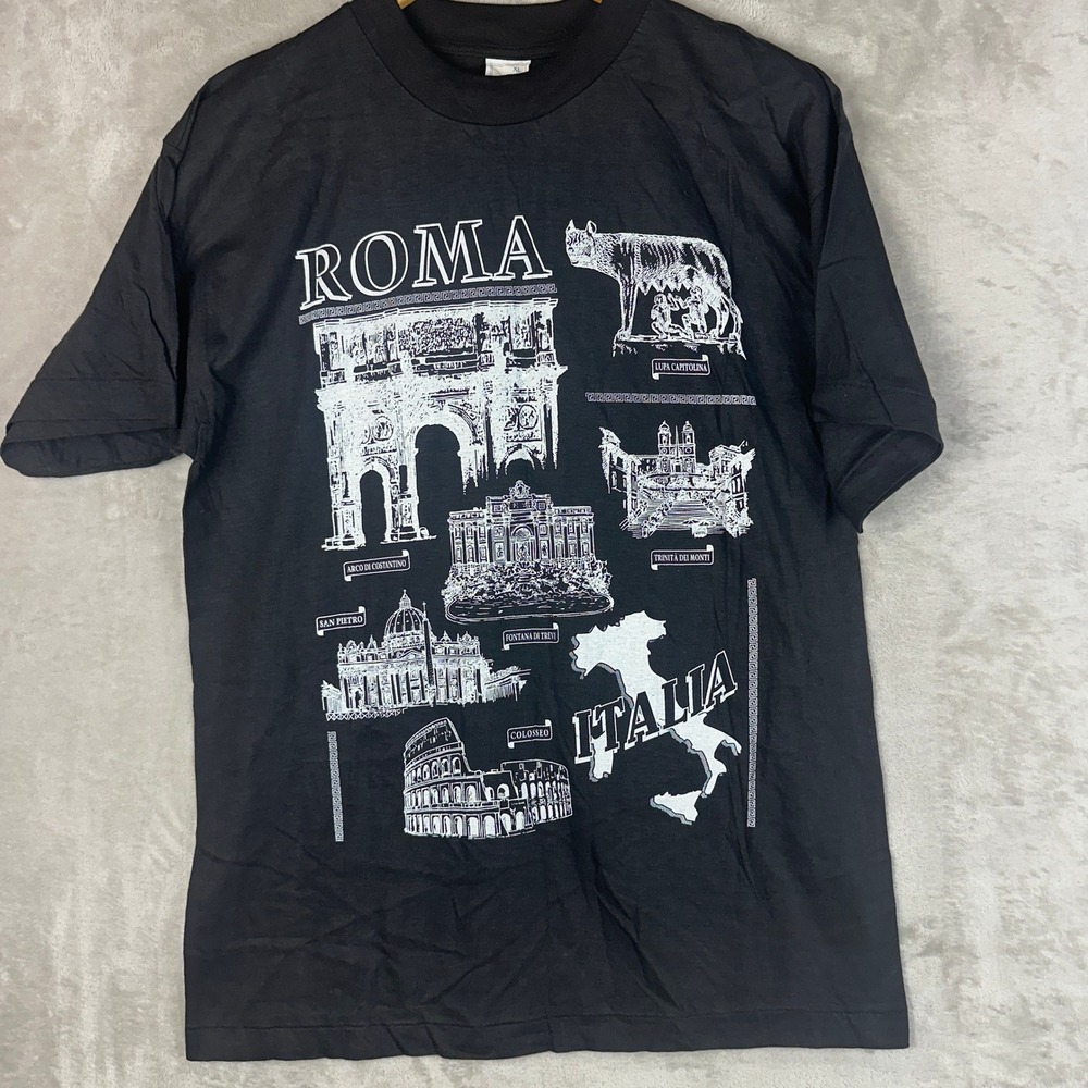 Sex‎ Appeal Roma Italia Graphic T-Shirt Black Tag XL Fits M Rome Single Stitch
